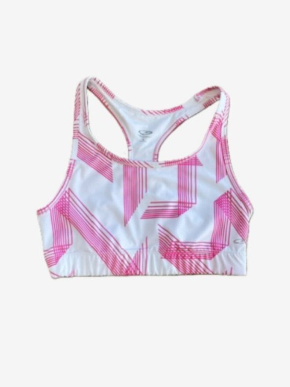 C9 by Champion White & Pink Geometric Sports Bra — Size L